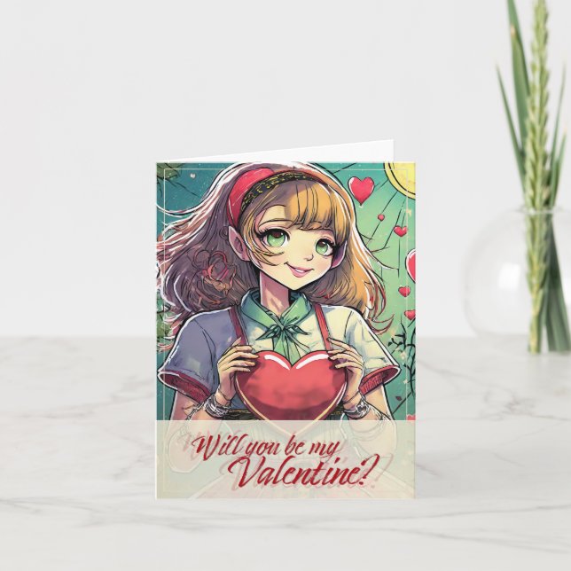 Tarjeta Sé mi San Valentín al estilo Manga 33419 (Anverso)