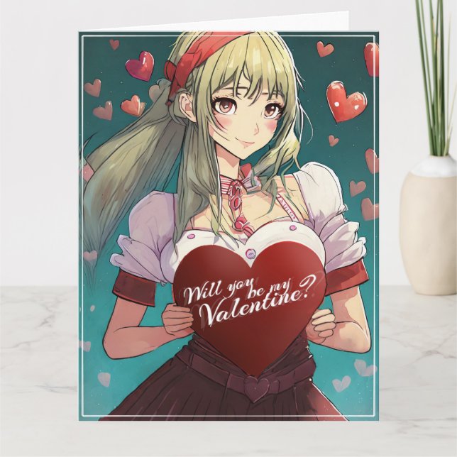 Tarjeta Sé mi San Valentín al estilo Manga 33893 (Anverso)
