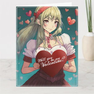 Tarjeta Sé mi San Valentín al estilo Manga 33893