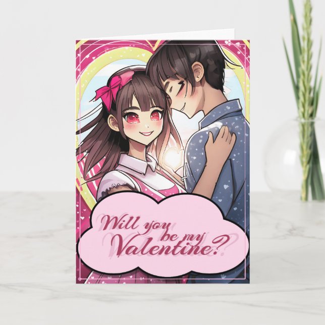 Tarjeta Sé mi San Valentín al estilo Manga 58477 (Anverso)