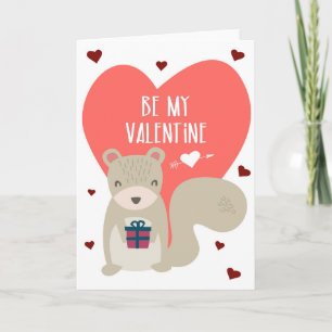 Tarjeta Sé mi San Valentín ardilla de dibujos animados ros