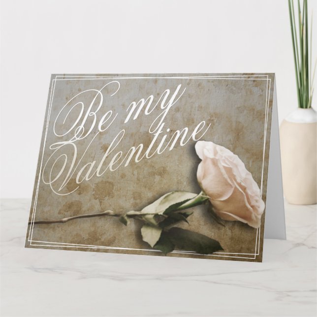 Tarjeta Sé mi San Valentín con rosa (Anverso)