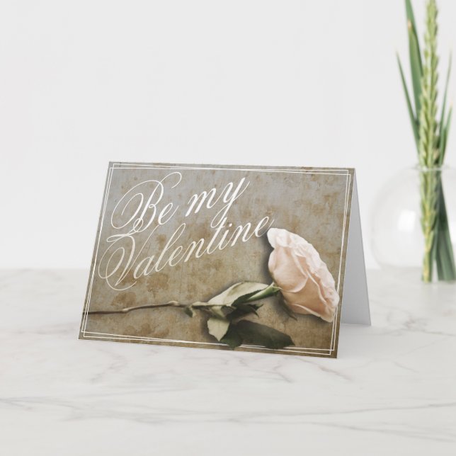 Tarjeta Sé mi San Valentín con Rosa (Anverso)