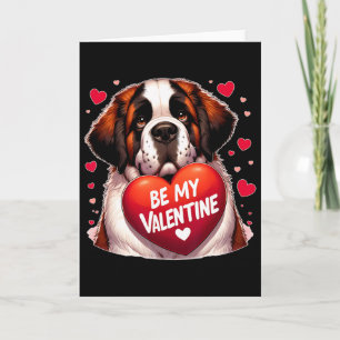 Tarjeta Sé Mi San Valentín Perro San Bernardo Corazón 