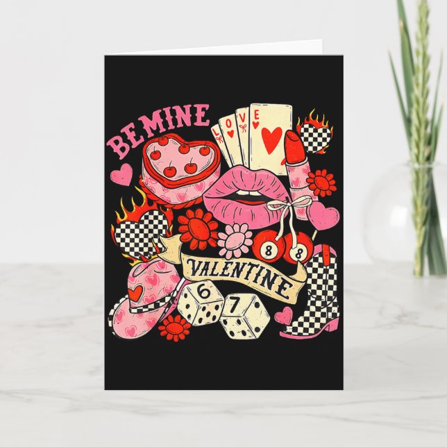 Tarjeta Sé Mi San Valentín Retro Coquette Howdy Western Va (Anverso)