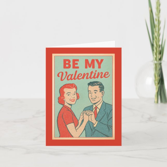 Tarjeta Sé Mi San Valentín Retro Saludo (Anverso)