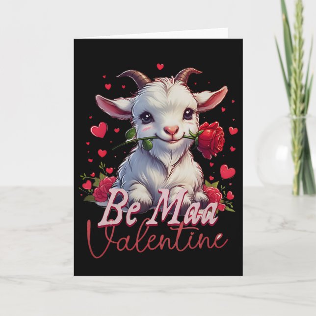 Tarjeta Sé Mi Valentín Cabra Corazón Lindo Cabra Feliz Val (Anverso)