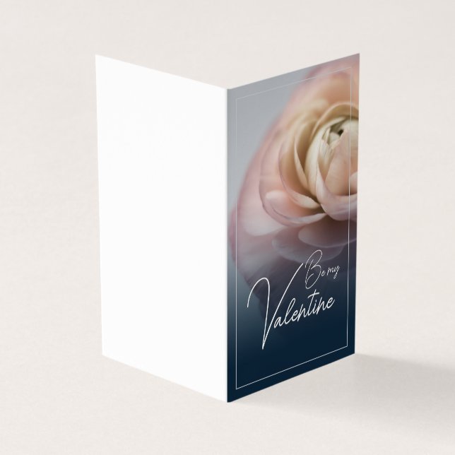Tarjeta Sé Mi Valentín – Con Rosa Rosa Grande (Exterior)