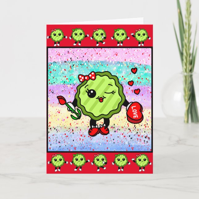 Tarjeta Sé mi Valentine Pickle | Divertido Holiday Pickle (Anverso)