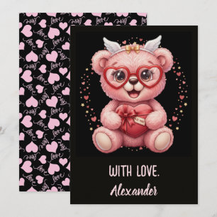Tarjeta ¡Sé Mía! Osito de Peluche Rosa Dulce Corazón