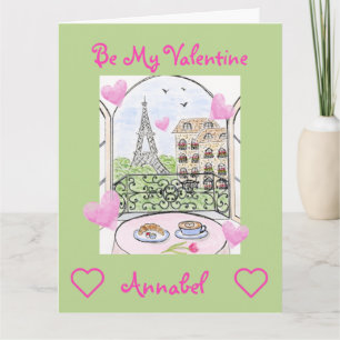Tarjeta Sé Mío San Valentín Acuarela París Torre Eiffel