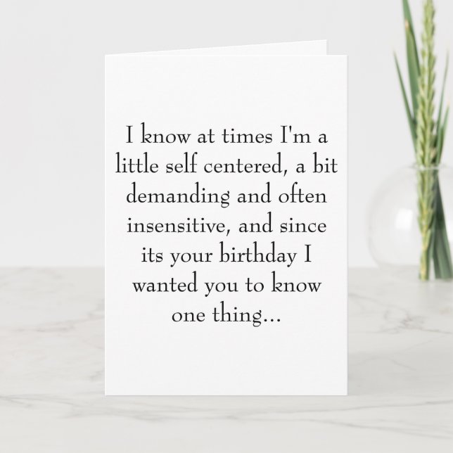 Tarjeta Sé que a veces me siento un poco egocéntrico, un b (Anverso)