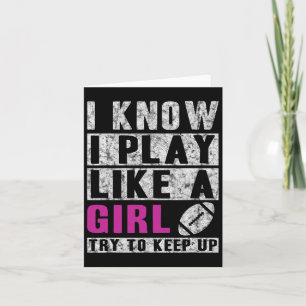 Tarjeta Sé Que Juego Como Un Fútbol Chica Intentar Seguir