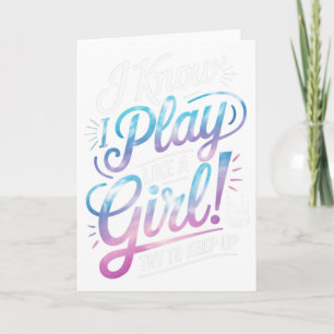 Tarjeta Sé que juego como una chica jugadora de hockey sob