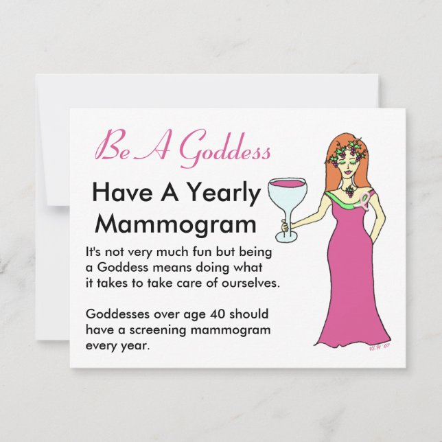 Tarjeta Sé Una Diosa, Ten Una Diosa De Vino Mammográfica B (Anverso)