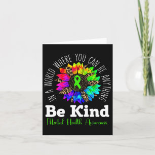 Tarjeta Sea amable con la Cinta Verde Sunflower Mental Hea