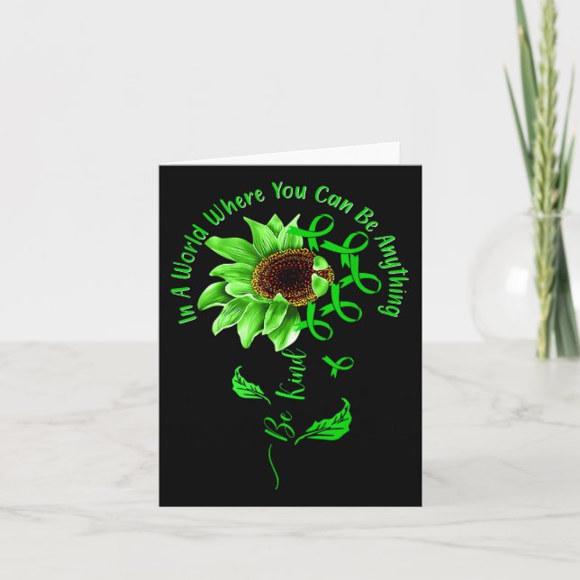 Tarjeta Sea amable con la Cinta Verde Sunflower Mental Hea (Anverso)