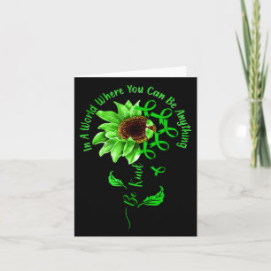 Tarjeta Sea amable con la Cinta Verde Sunflower Mental Hea