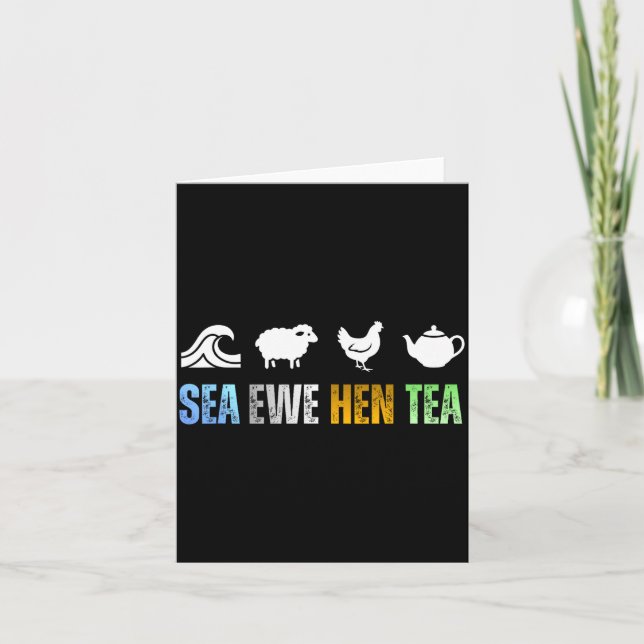 Tarjeta Sea Ewe Hen Tea Funny Joke  (Anverso)