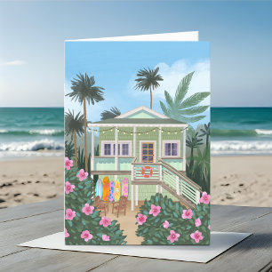Tarjeta Sea Foam Green Beach House Blank