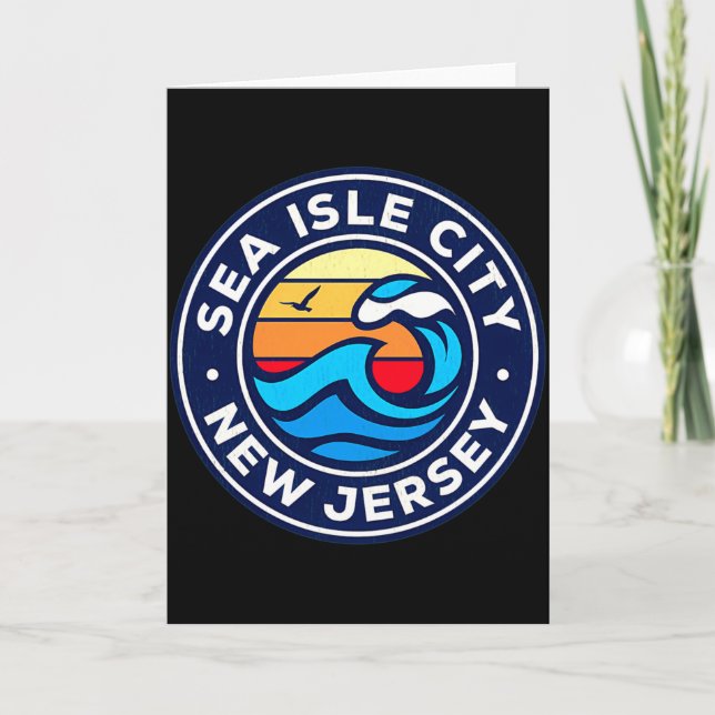 Tarjeta Sea Isle City New Jersey Nj Nautical Waves 5 T Shi (Anverso)