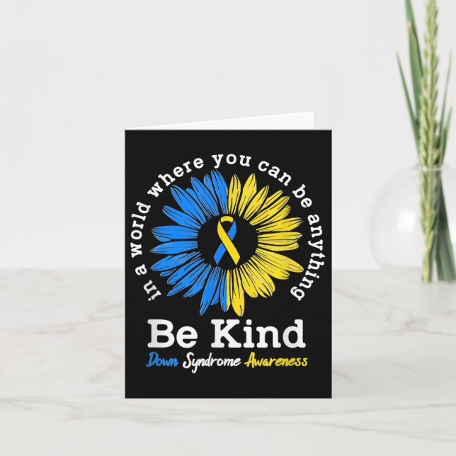 Tarjeta Sea Kind Down Syndrome Awareness Ribbon Sunflower  (Anverso)