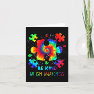 Tarjeta Sea Kind Puzzle Pieces Tie Dye Autism Conciencia