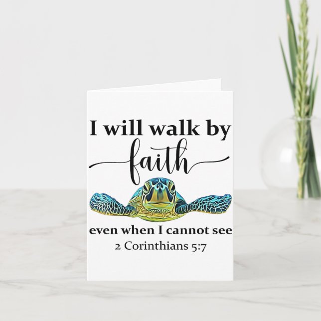 Tarjeta Sea Turtle I Will Walk By Faith Not Sight When I C (Anverso)