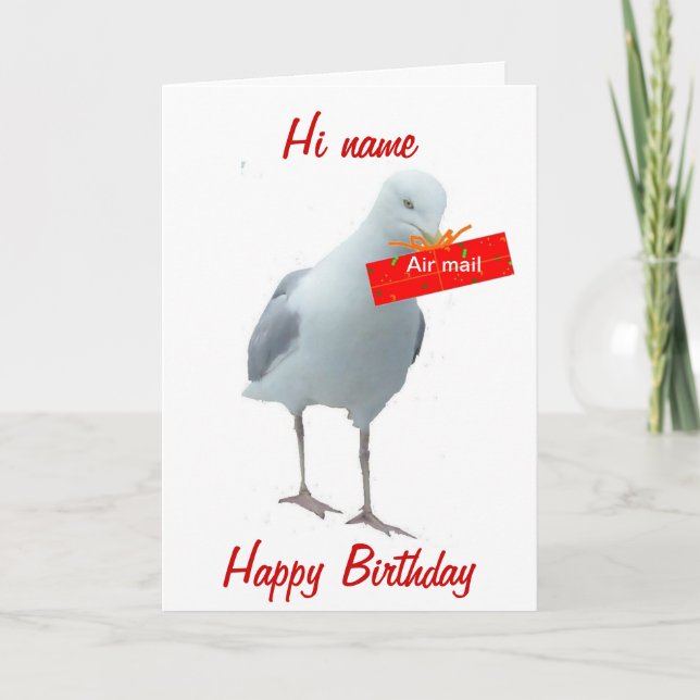Tarjeta Seagull Air Mail Cumpleaños añadir nombre delante (Anverso)