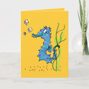 Tarjeta Seahorse del dibujo animado lindo
