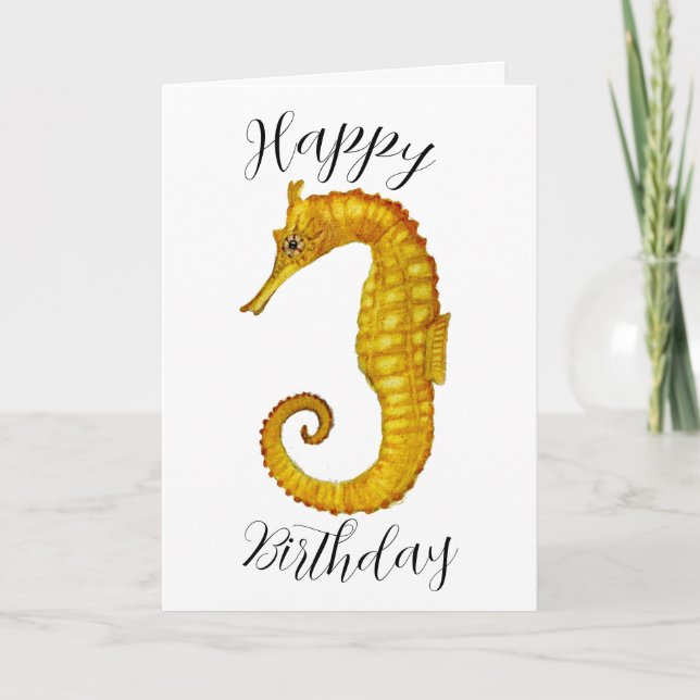 Tarjeta Seahorse Happy Birthday (Anverso)