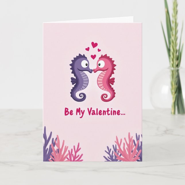 Tarjeta Seahorse Love Valentine Card (Anverso)