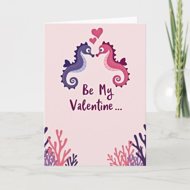 Tarjeta Seahorse Romance Valentine Card (Anverso)