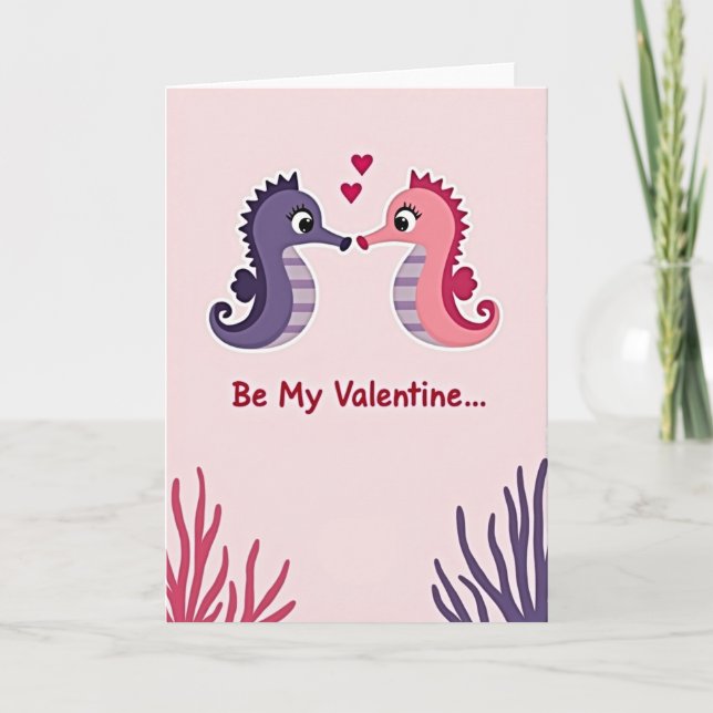 Tarjeta Seahorse Valentine Love Story Card (Anverso)
