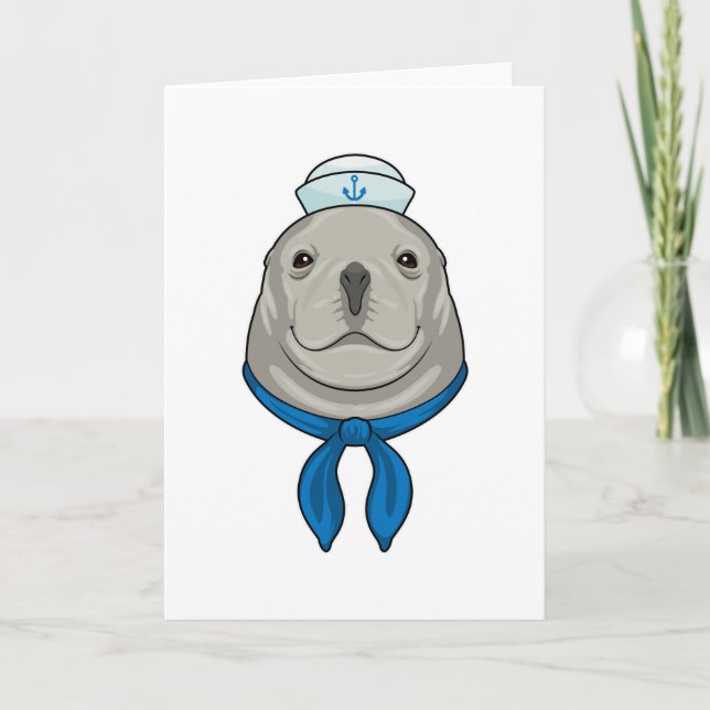 Tarjeta Seal as Sailor with Sailor hat (Anverso)