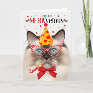 Tarjeta Seal Point Ragdoll Cat MEOWvelous Cumpleaños