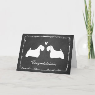 Tarjeta Sealyham Terrier Silhouettes Bodas felicitaciones
