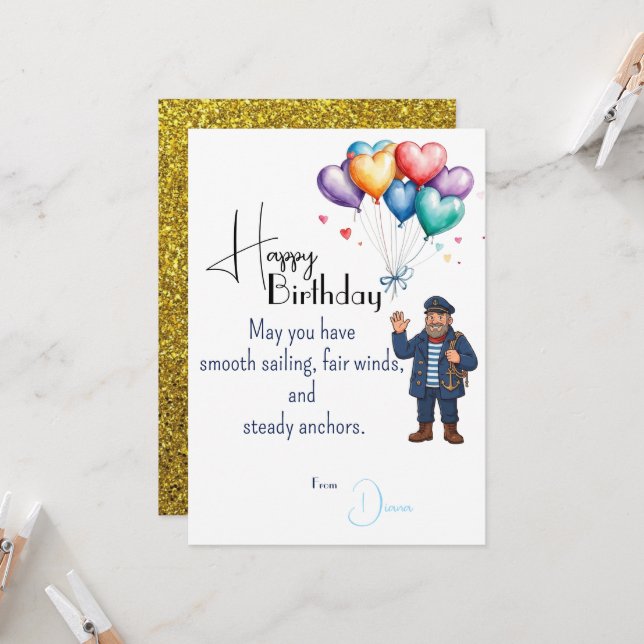 Tarjeta Seaman's Birthday (Anverso/Reverso In Situ)