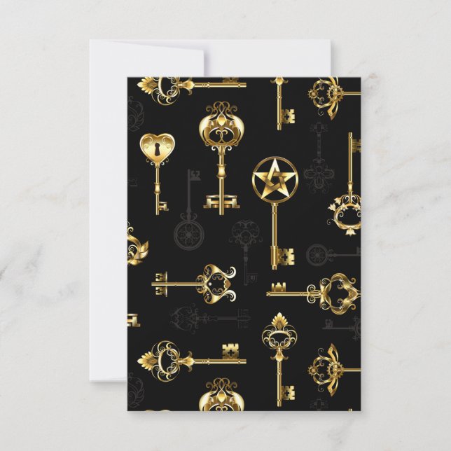 Tarjeta Seamless Pattern with Golden Keys (Anverso)