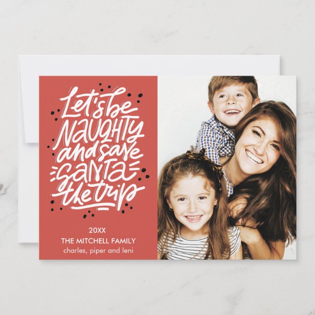 Tarjeta Seamos traviesos, salven a Santa el viaje. Fotogra (Anverso)