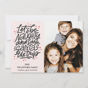 Tarjeta Seamos traviesos, salven a Santa el viaje. Fotogra