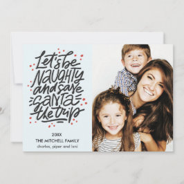 Tarjeta Seamos traviesos, salven a Santa el viaje. Fotogra