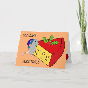 Tarjeta Season Greetings Mouse Cheese Humor Gracioso