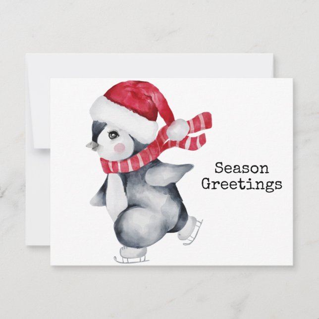 Tarjeta Season Greetings Penguin  (Anverso)