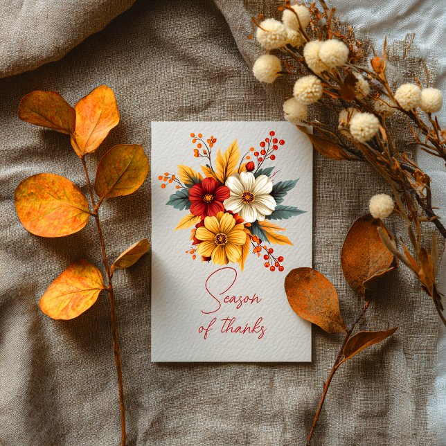 Tarjeta Season of Thanks Autumn Blooms Card (Subido por el creador)