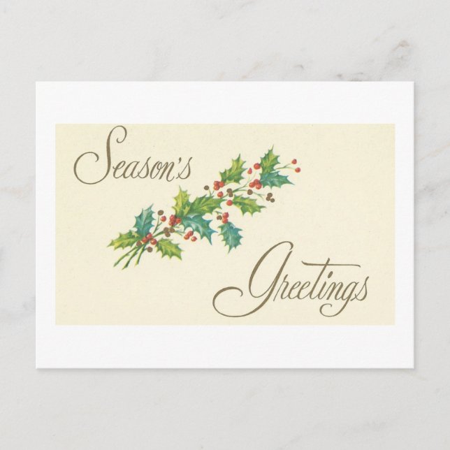 Tarjeta "Seasons Greetings" (Saludos de temporada) (Anverso)