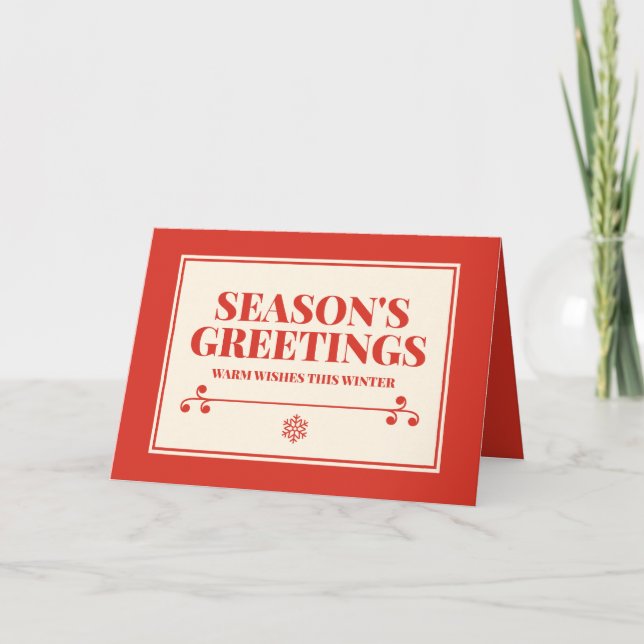 Tarjeta Season's Greetings Typography Christmas Photo (Anverso)