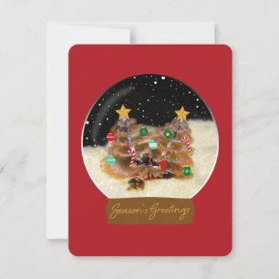 Tarjeta Seasons Greetings Xmas Tree Worm Snowglobe