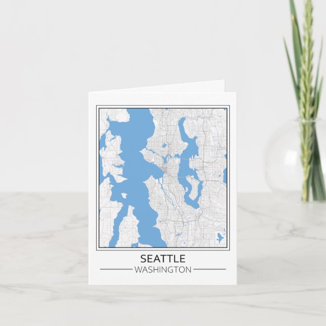 Tarjeta Seattle Washington USA Travel City Map (Anverso)