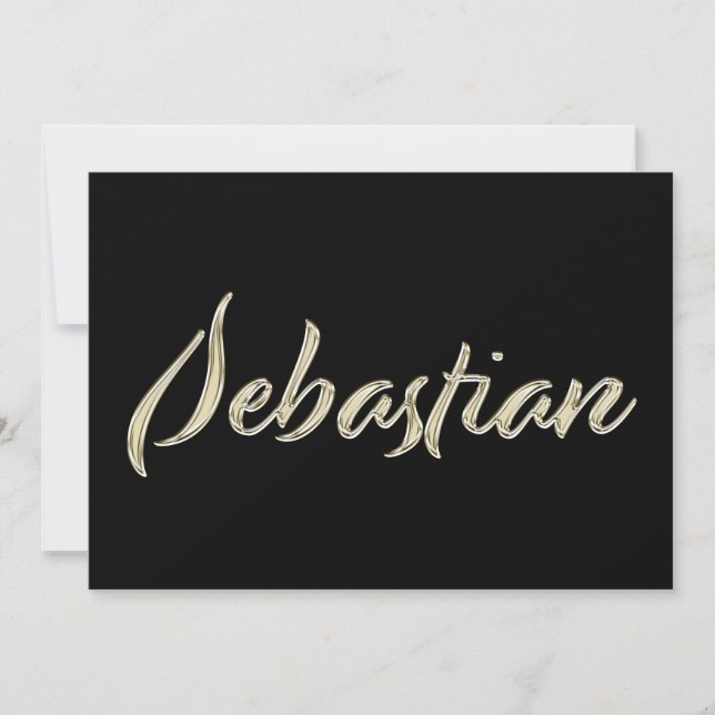Tarjeta Sebastian Name white gold Handwriting Karte (Anverso)